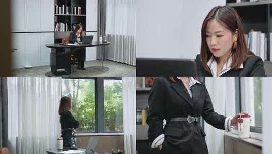 职场女性奋斗励志思考打电话高清在线视频素材下载