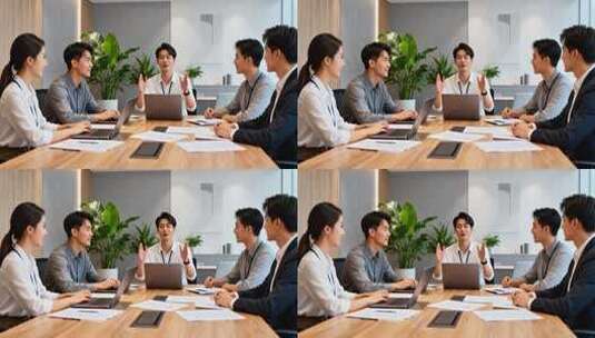 白领团队会议室开会场景高清在线视频素材下载