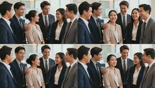 企业商务团队庆祝成功业绩喜悦欢呼视频高清在线视频素材下载