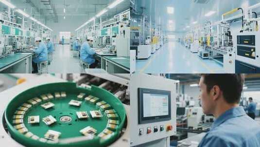 电子厂车间流水线工人高清在线视频素材下载