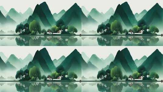 中式山水风景画面高清在线视频素材下载