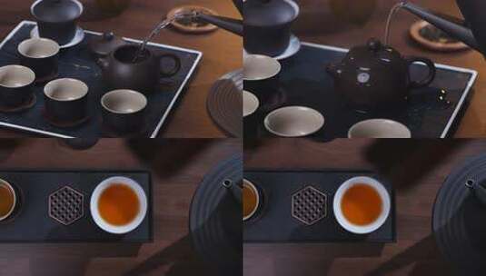 冲茶倒茶滴落中式茶具茶道文化高清在线视频素材下载