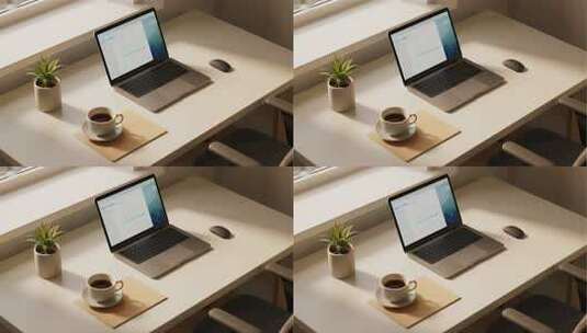 居家办公笔记本电脑远程工作场景视频高清在线视频素材下载