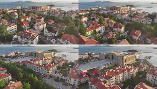 青岛中国人民解放军海军博物馆航拍高清在线视频素材下载