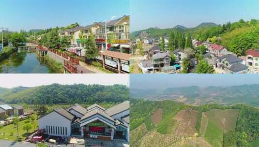 乡村河畔建筑景观高清在线视频素材下载