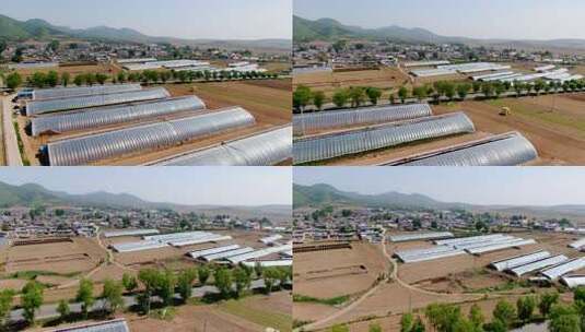 乡村蔬菜大棚全景俯瞰高清在线视频素材下载