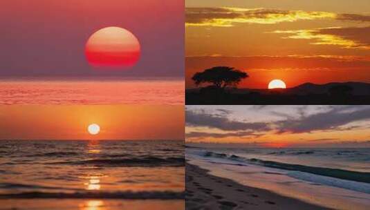 海上日出日落延时合集高清在线视频素材下载