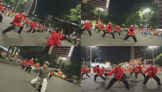 佛山功夫 武术 醒狮表演秋色巡游高清在线视频素材下载