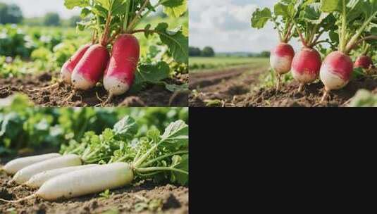 蔬菜田地里的甜菜和萝卜生长高清在线视频素材下载