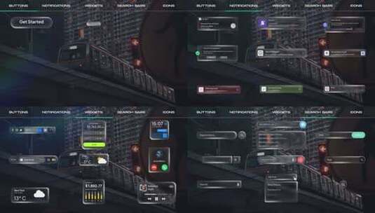 透明液体般的UI界面小元素高清AE视频素材下载