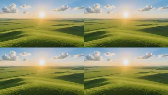 草原上升起不落的太阳4K高清在线视频素材下载
