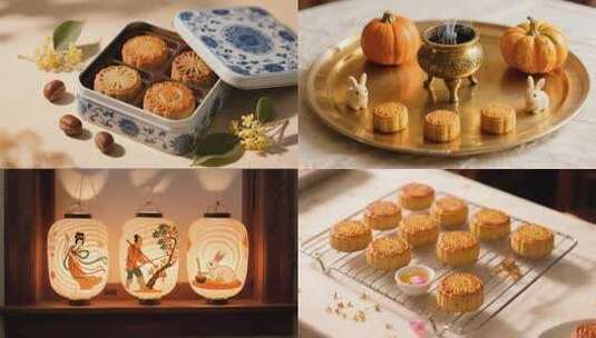 中秋氛围合集微距节日气氛国风高清在线视频素材下载