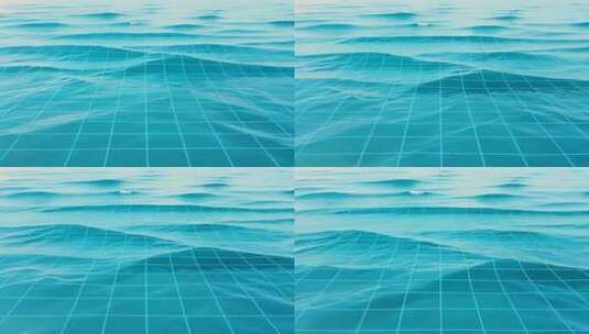 蓝色水面网格纹理画面高清在线视频素材下载