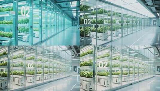 现代化温室大棚蔬菜种植场景高清在线视频素材下载