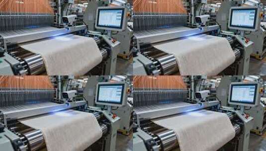 工厂织布机生产布料画面高清在线视频素材下载
