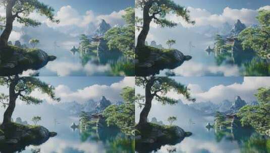 中式山水风景素材高清在线视频素材下载