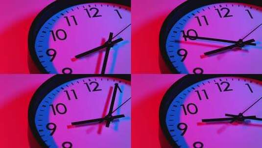 彩色光影下的时钟特写高清在线视频素材下载