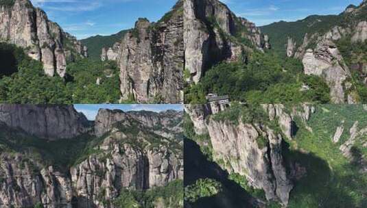 雁荡山悬崖自然风光航拍素材高清在线视频素材下载