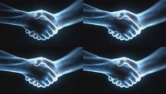 科技感十足的握手象征合作共赢高清在线视频素材下载