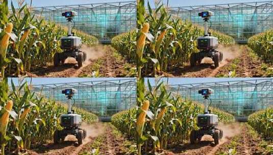 温室大棚内农业机器人作业高清在线视频素材下载