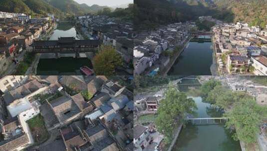 4k景德镇瑶里古镇水乡航拍全景高清在线视频素材下载