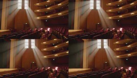 剧院内空荡的红色座椅场景高清在线视频素材下载