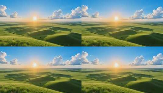 草原上升起不落的太阳4K高清在线视频素材下载