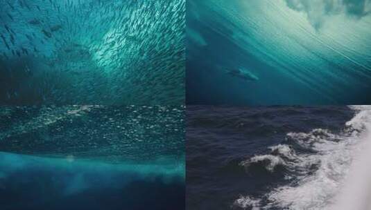 深海海面浪花水下合集高清在线视频素材下载