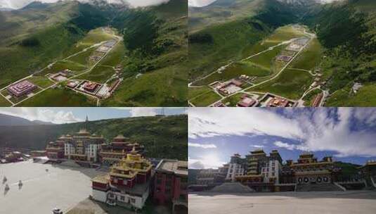 佐钦大圆满寺（竹庆寺）4 壮丽的风光高清在线视频素材下载
