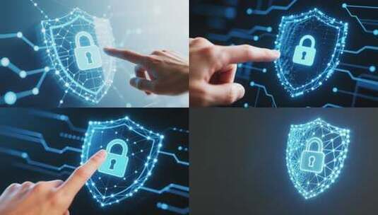手指点击网络安全盾牌素材高清在线视频素材下载