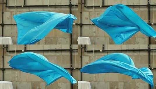 蓝色布料飘动素材高清在线视频素材下载