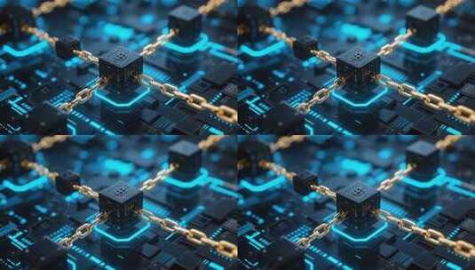 区块链概念3D渲染画面高清在线视频素材下载