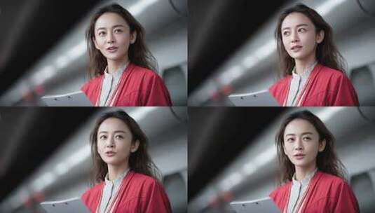 职场女性自信微笑迎接崭新一天高清在线视频素材下载