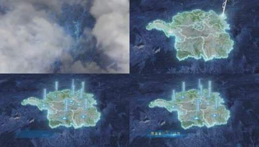 衡阳市地图-云雾俯冲勾勒轮廓高清AE视频素材下载