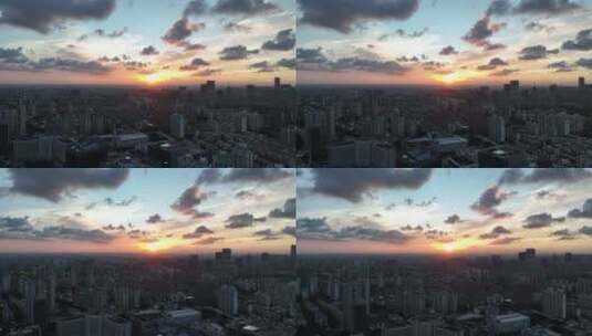 上海日落航拍空镜高清在线视频素材下载