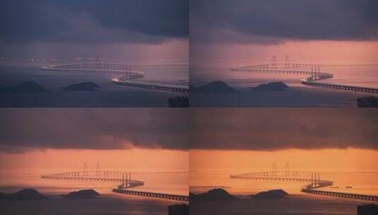 港珠澳大桥日出延时高清在线视频素材下载