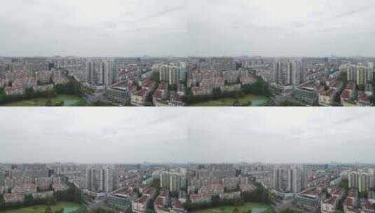 上海杨浦区黄兴公园地标建筑全景4K航拍高清在线视频素材下载