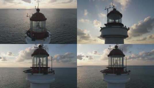 航拍西沙群岛中国海事灯塔夕阳DJI_0691高清在线视频素材下载