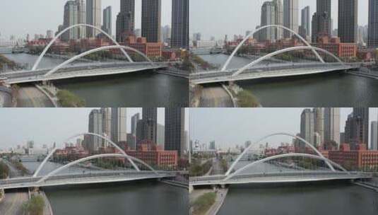天津航拍大沽桥高清在线视频素材下载