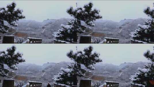 居庸关长城雪景高清在线视频素材下载