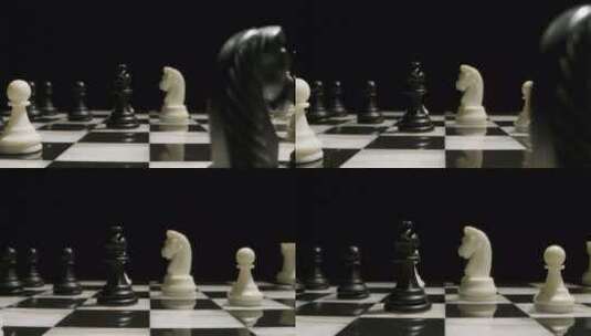 工作室拍摄国际象棋棋盘和棋子高清在线视频素材下载