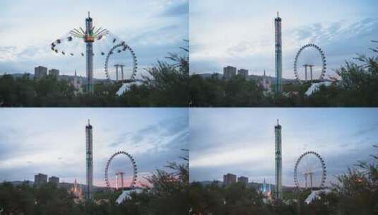 北京石景山八角游乐园摩天轮日专夜高清在线视频素材下载