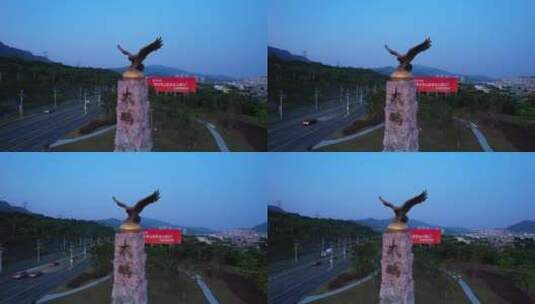 深圳大鹏大鹏雕塑广场航拍环绕镜头A高清在线视频素材下载