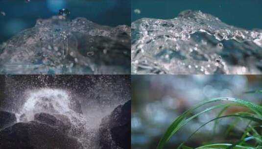 水滴  溪流 水流  溅起的水花 特写镜头高清在线视频素材下载