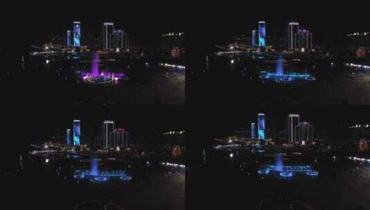 大连东港音乐喷泉航拍高清在线视频素材下载