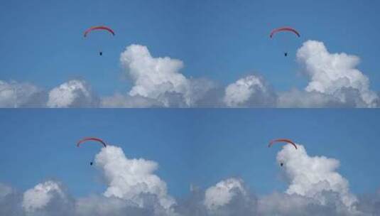 滑翔伞运动员在空中自由翱翔高清在线视频素材下载
