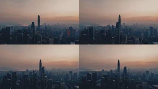 深圳平安金融中心清晨航拍高清在线视频素材下载