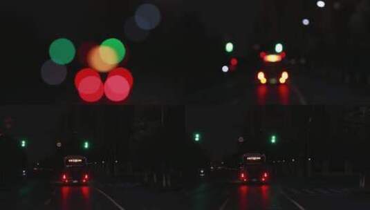 虚化后五颜六色的车灯高清在线视频素材下载