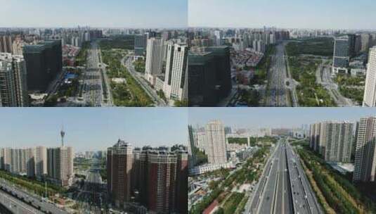河南郑州城市交通4K航拍高清在线视频素材下载