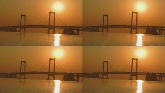 海边日出 大桥日出高清在线视频素材下载